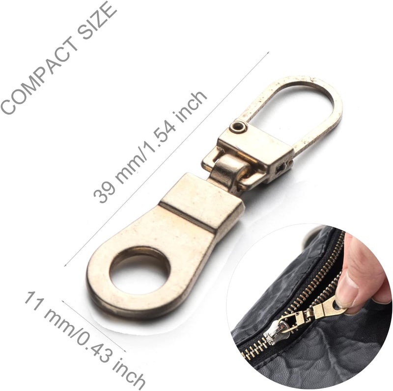 Mizeer Zipper Pull Replacement for Small Holes Zipper, Detachable Zipper Tab Repair for Clothing Jackets Boots Purse 4 Pieces Gold - Image 4